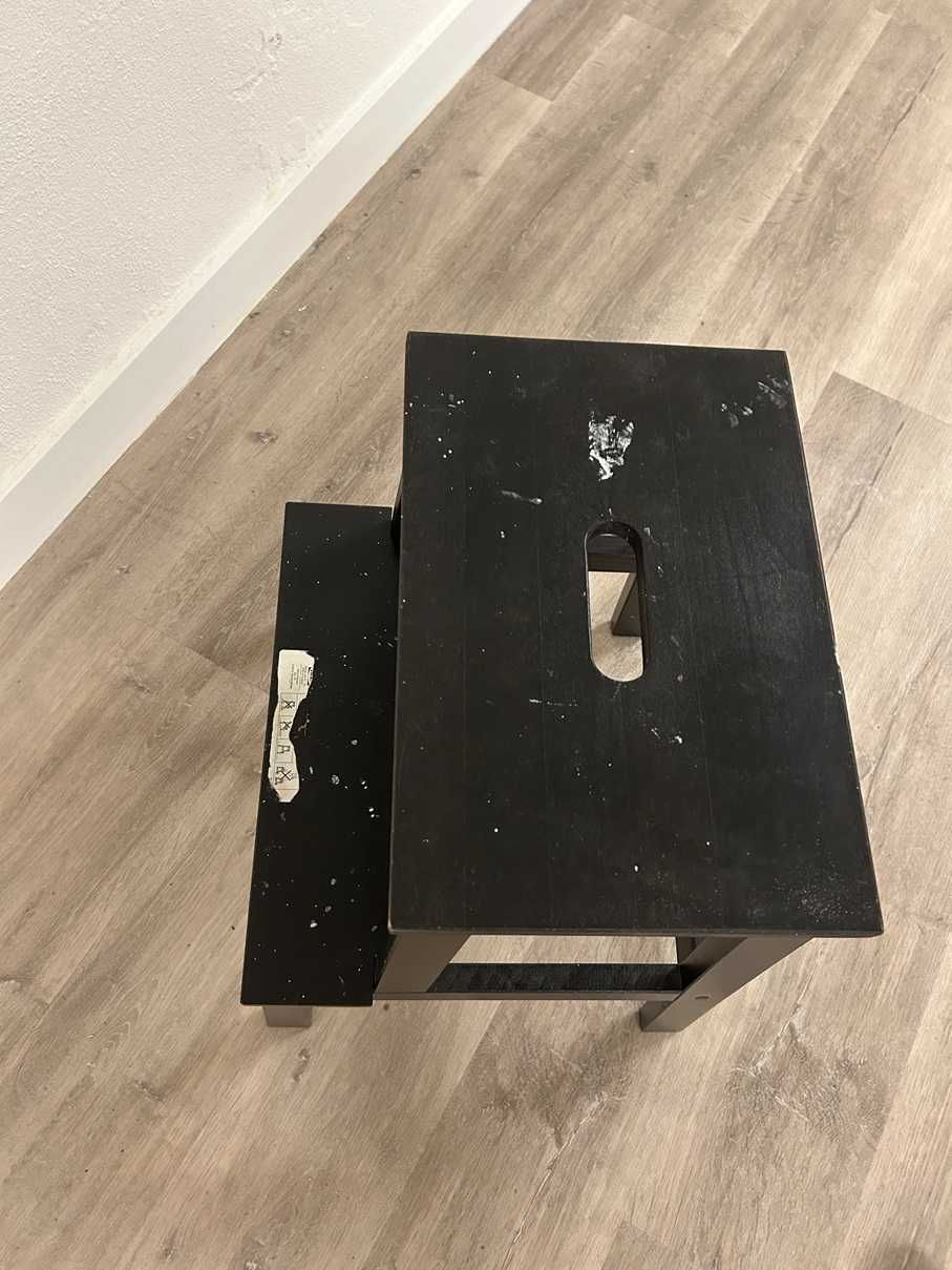 [Reservado] Escadote IKEA BEKVÄM Preto – 2 Degraus, Madeira, Razoável