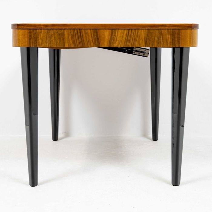 Rozkładany stół art deco projekt Halabala stary lata 50 orzech czarny