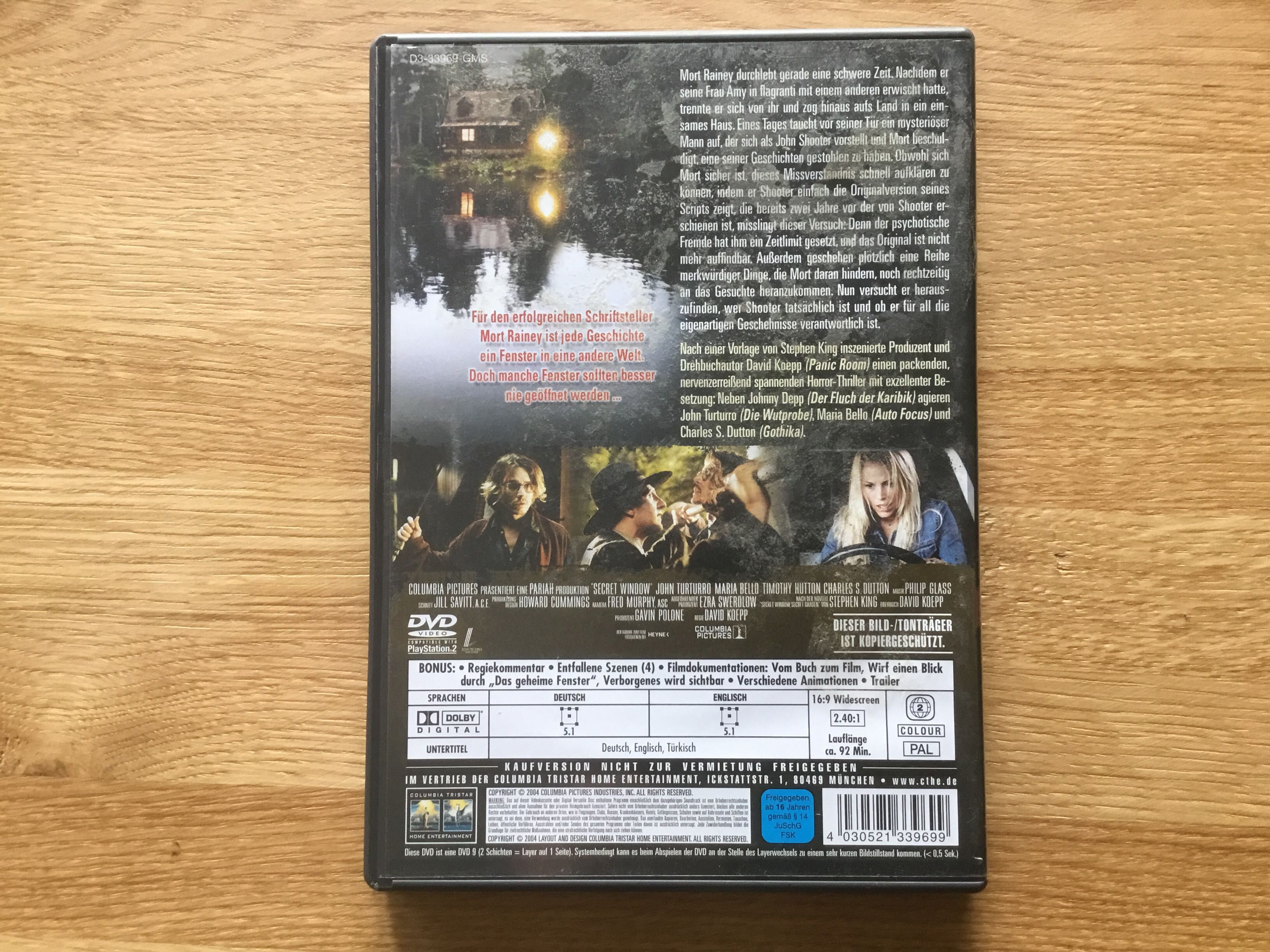 Film DVD „Sekretne okno”. Oryginalna wersja.
