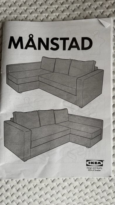 Ikea Manstad narożnik ekoskóra zadbany funkcja spania rozkładany