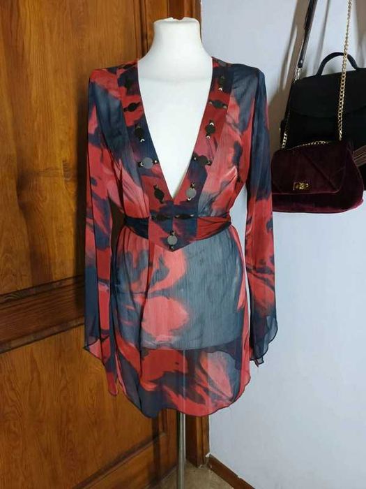 Zwiewna tunika Per Una z dekoltem i ozdobami – r. 38 (UK 10)