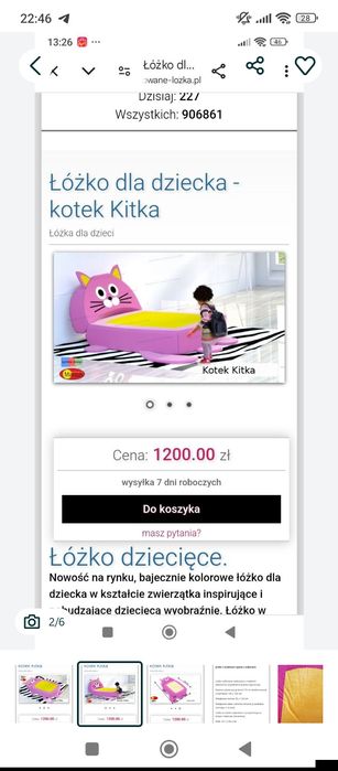 Łóżko materac dla dziecka Kotek Kitka