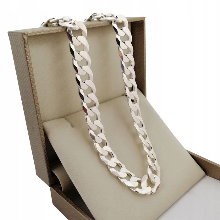 Łańcuszek Srebrny Męski Gruby Pancerka Diamentowana 11,5 Mm + Grawer G