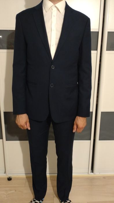 Garnitur granatowy jak nowy Dino Salvani 176/96/84
