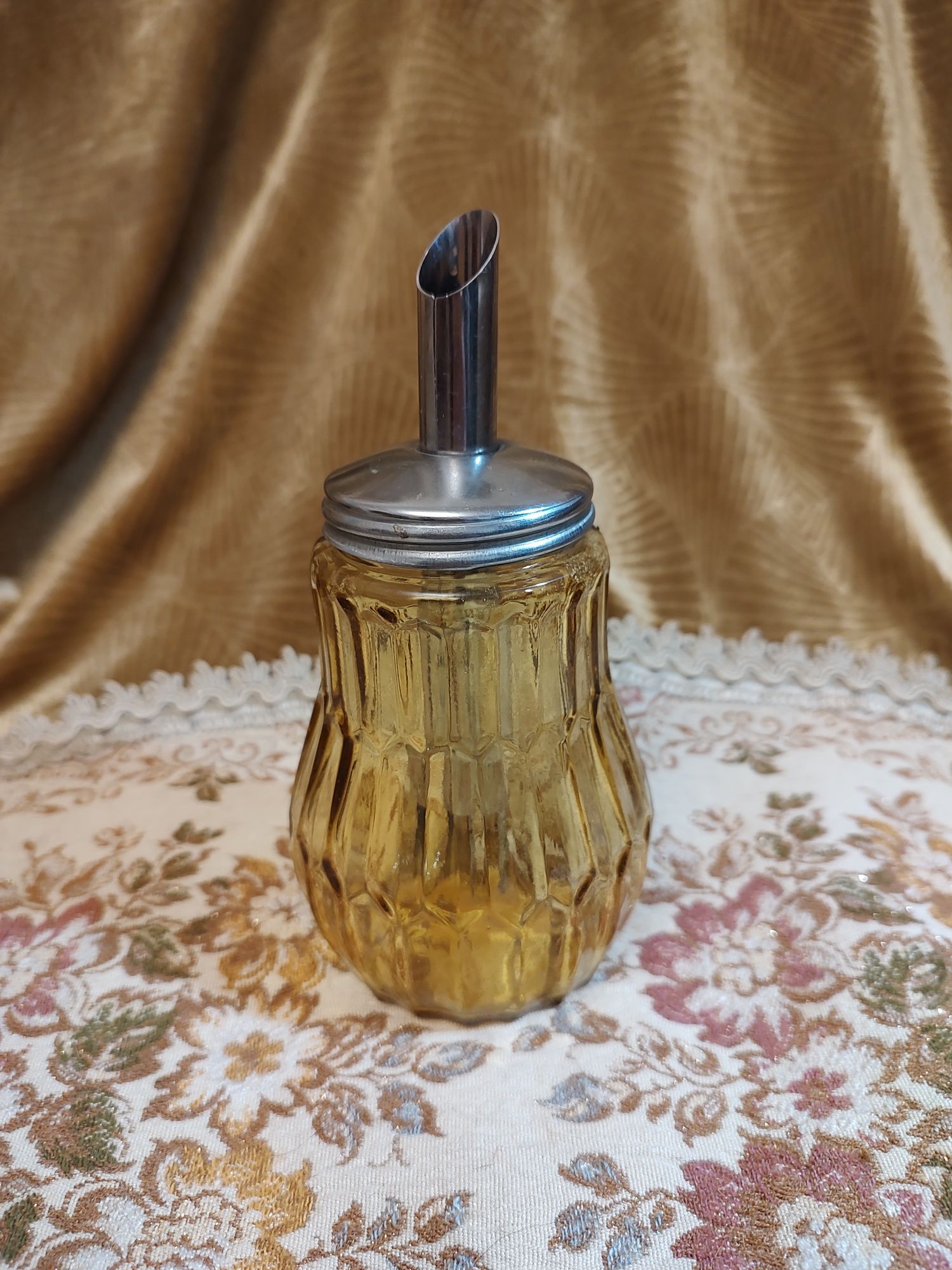 Cukiernica vintage PRL miodowe szkło klasyka