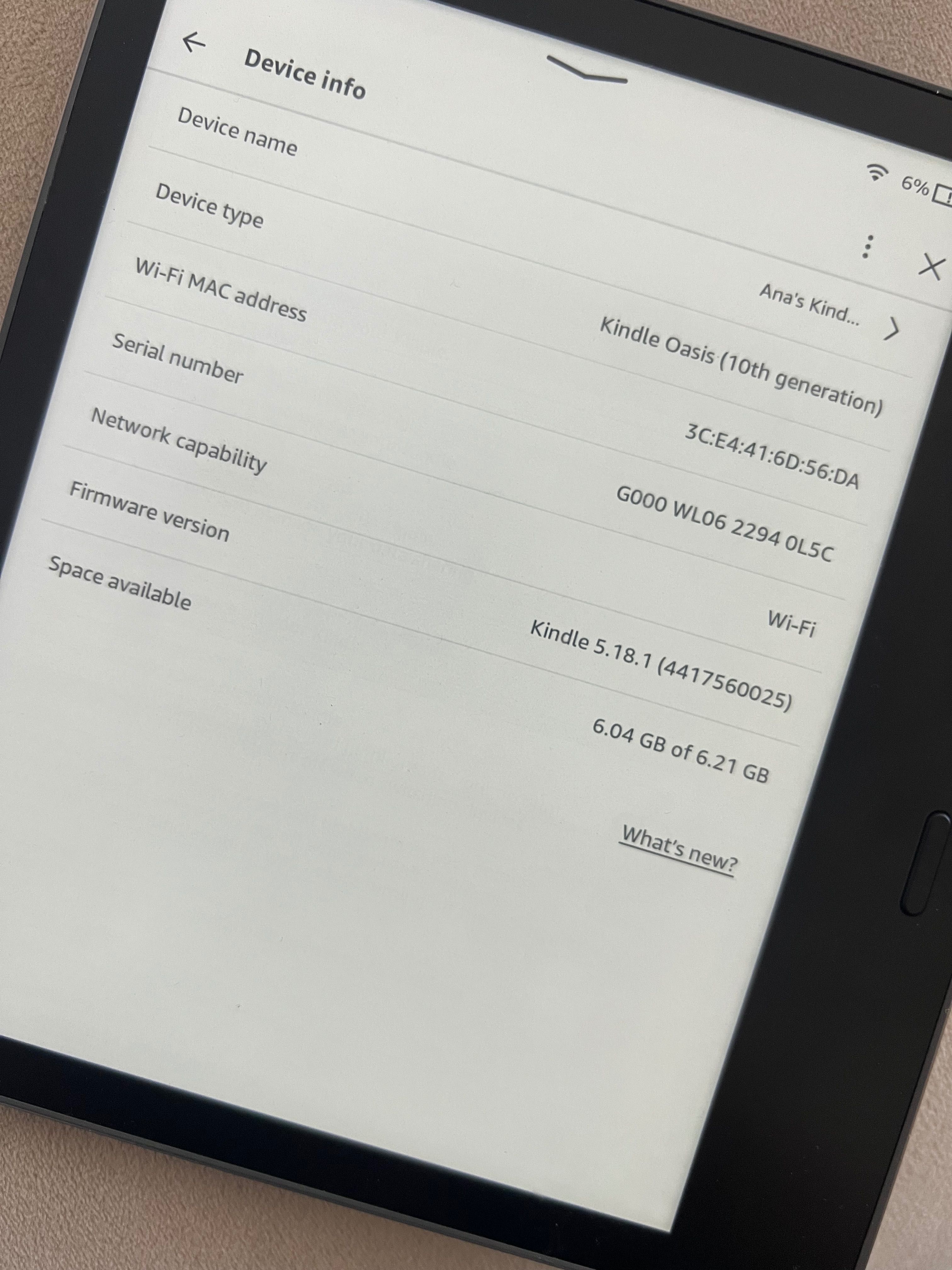 E-reader Kindle oasis (10th generation)
