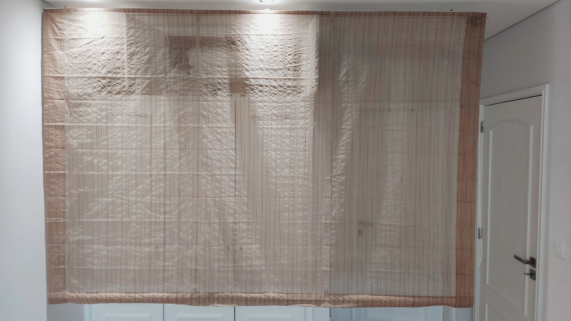 Cortinas organza estore + portiers seda selvagem com varão metal