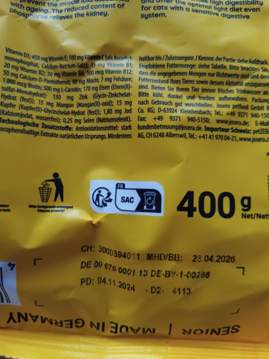 Сухий корм JOSERA Senior для котів похилого віку або при нирковій нед