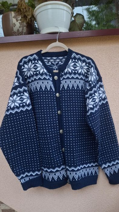 sweter z dodatkiem wełny wool kardigan norweski xl xxl xxxl  44