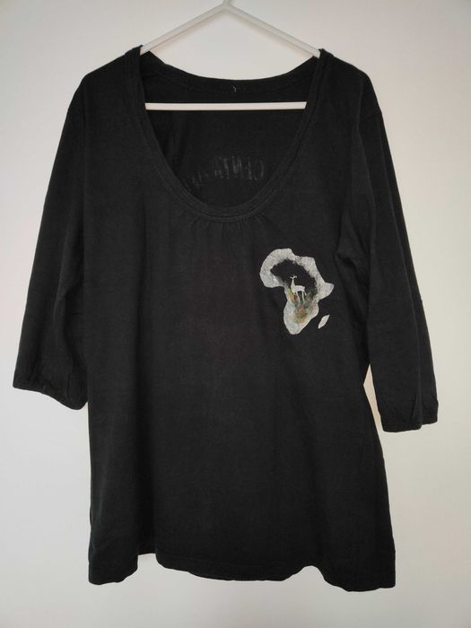 Koszulka czarna damska z rękawkiem 3/4, rozmiar XL