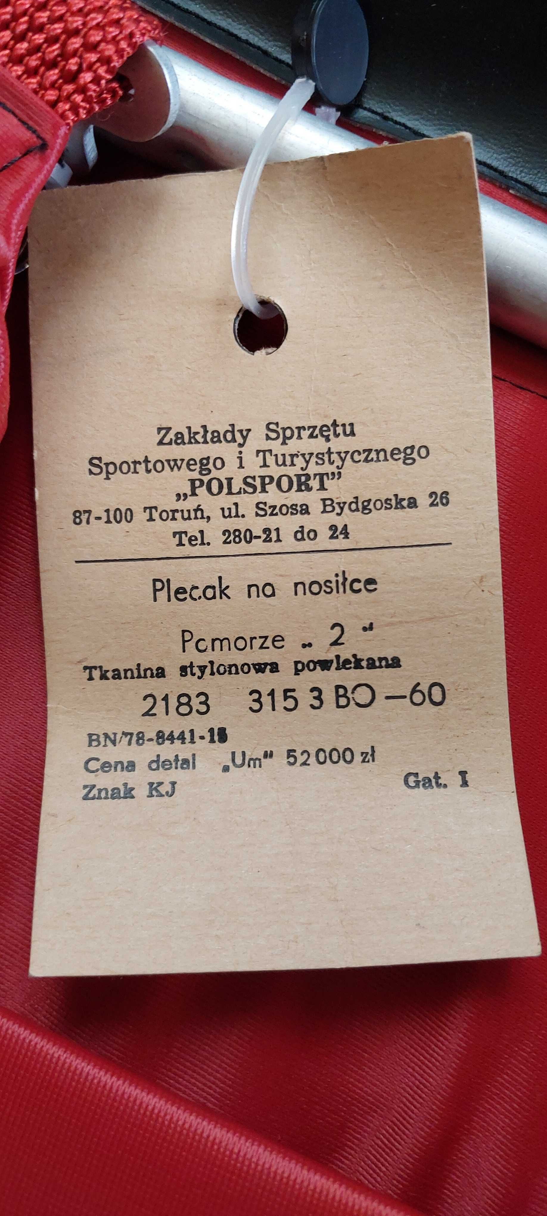 Plecak na stelażu Polsport oryginał z PRL ! nowy z metką vintage