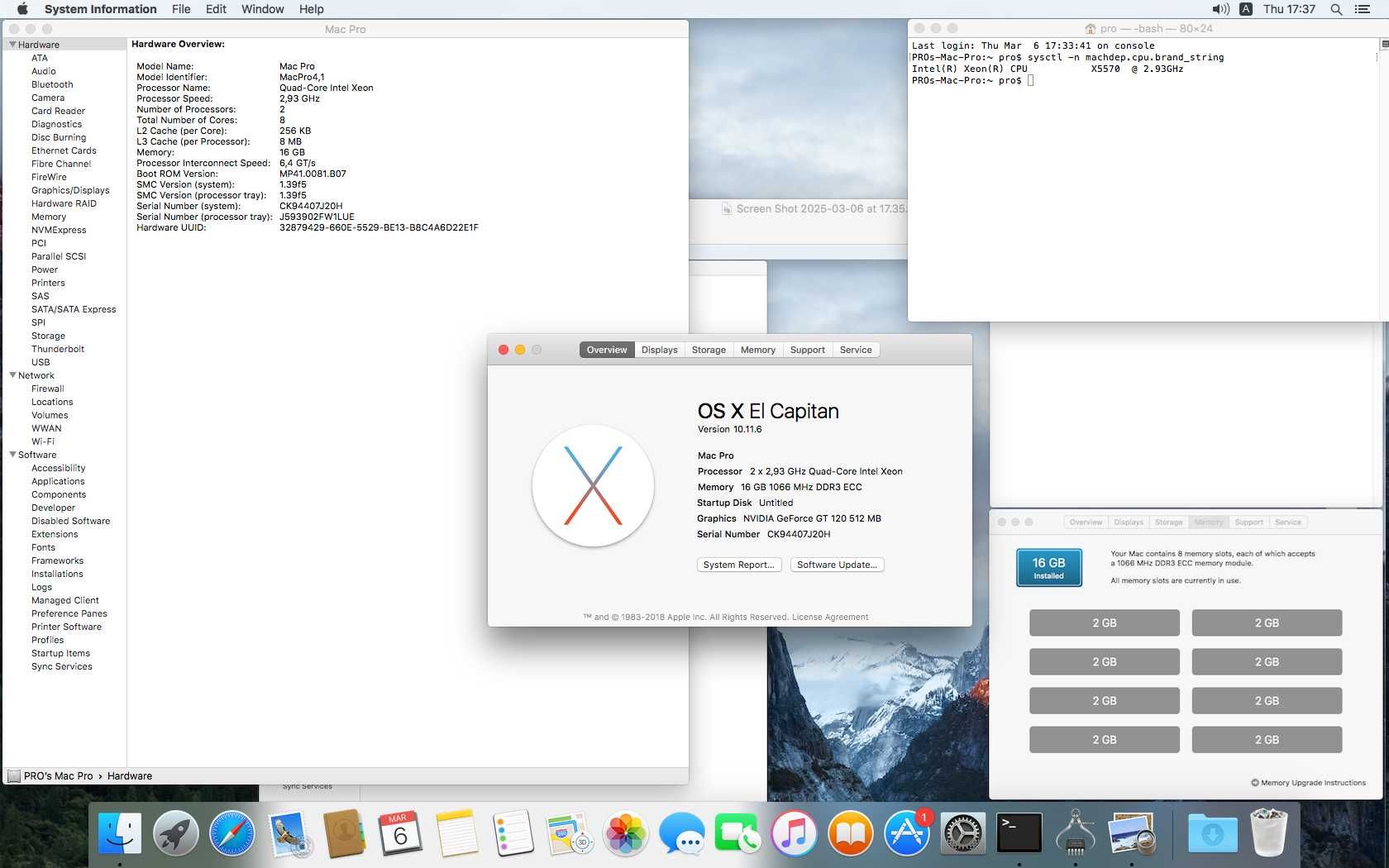 Apple Mac Pro 4.1 A1289 2x Xeon X5570 16Gb DDR3 ECC Nvidia GT120 512mb