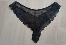 Koronkowe czarne sexy stringi M