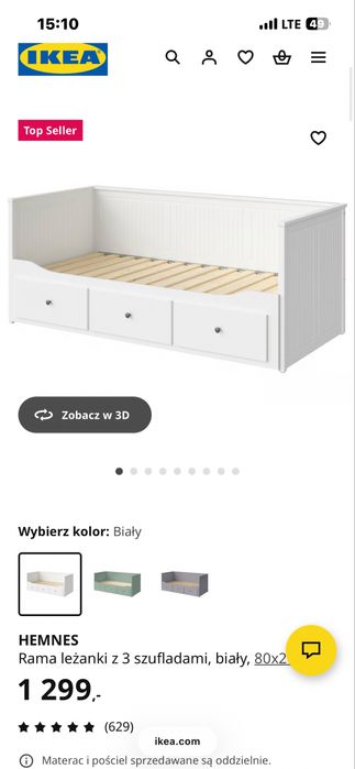 Białe łóżko z pojemnymi szufladami, stan średni