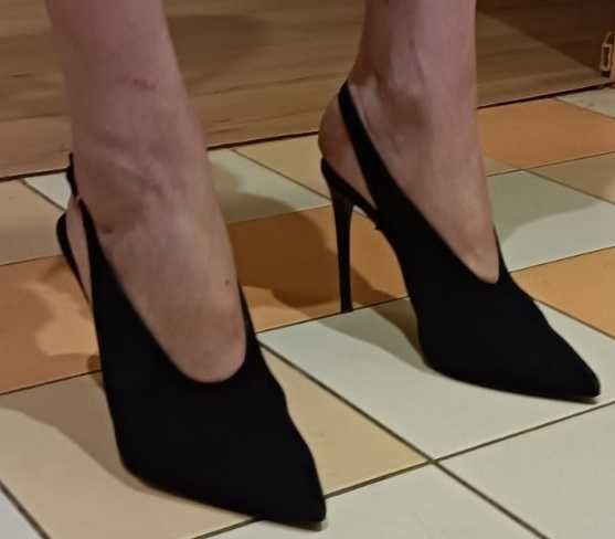 ZARA_Eleganckie Czarne_Szpilki_Zamsz Nat._37_OKAZJA