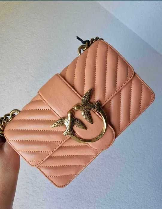 Torebka torba Pinko icon mini love V quilt morelowa pomarańczowa neon