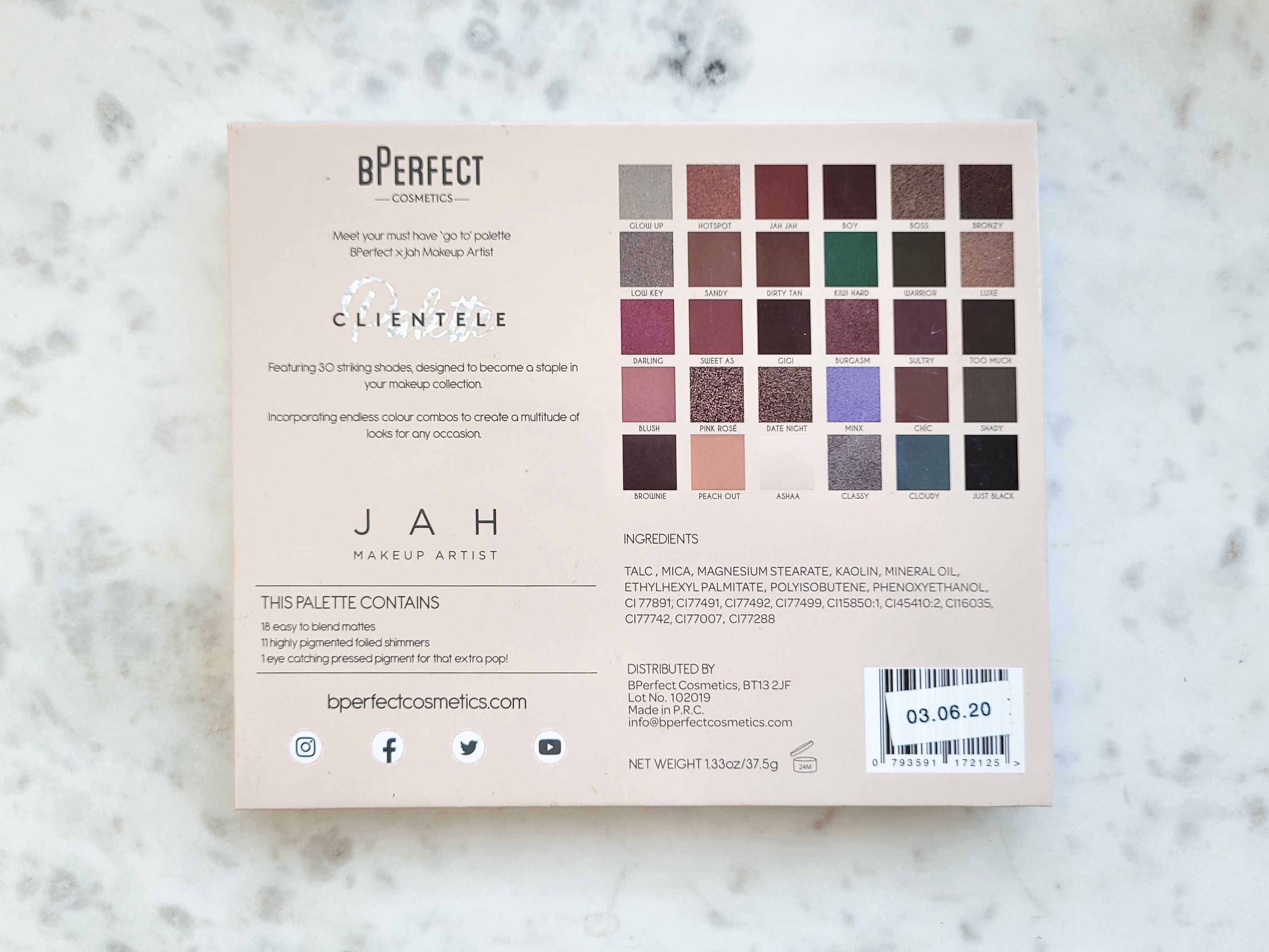 bPerfect. Clientele JAH. Paleta cieni do powiek