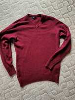 Męski elegancki sweter w serek Zara wełniany XL