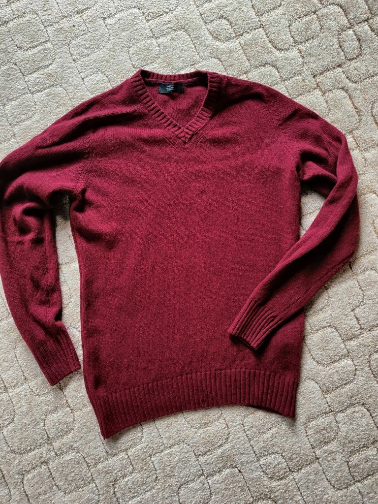 Męski elegancki sweter w serek Zara wełniany XL