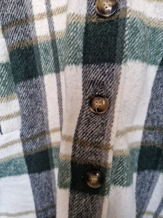 Zielona katana w kratę, oversize S,M,L, ciepła, z kieszeniami,