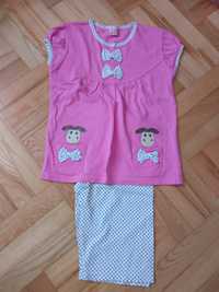 Piżama r.128 lato bawełna różowa dziewczynki