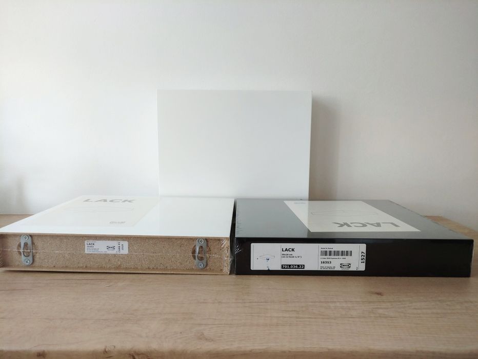 IKEA Półki ścienne LACK, białe i czarna, 3szt 30x26x8 cm