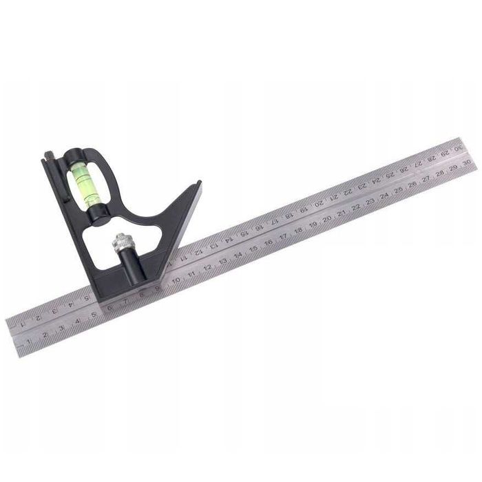 Kątownik stolarski z poziomicą 300 mm budowlany warsztatowy stalowy