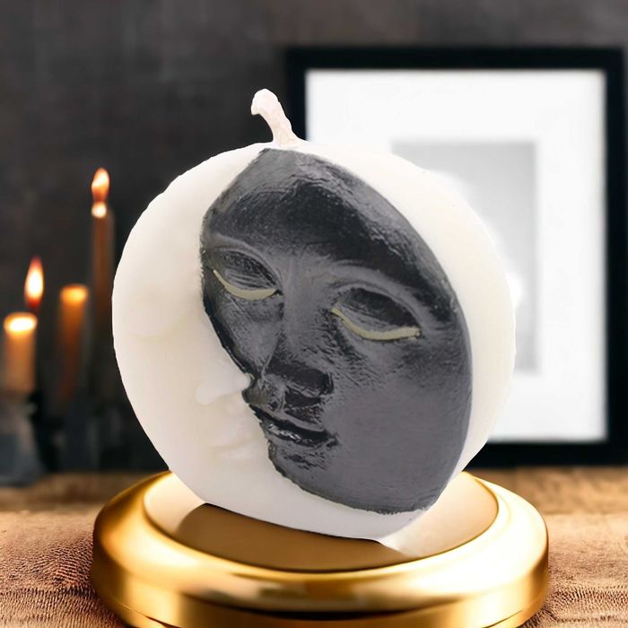 Świeca wizerunkowa biało-czarna Księżyc i Słońce z wosku pszczelego