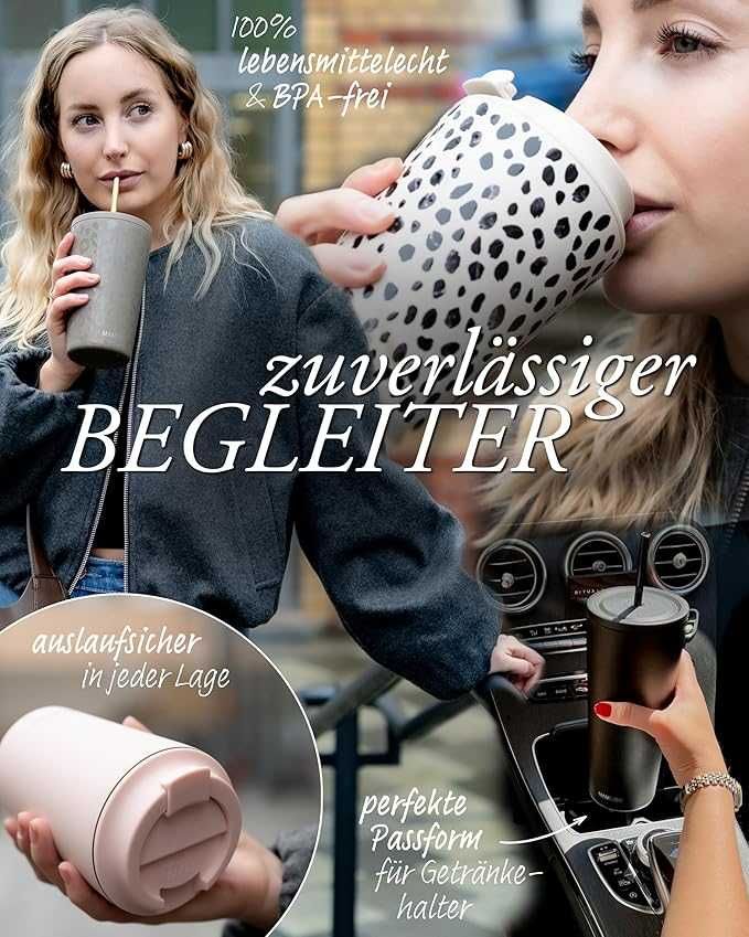 MAMEIDO Kubek termiczny ze słomką – 470 ml