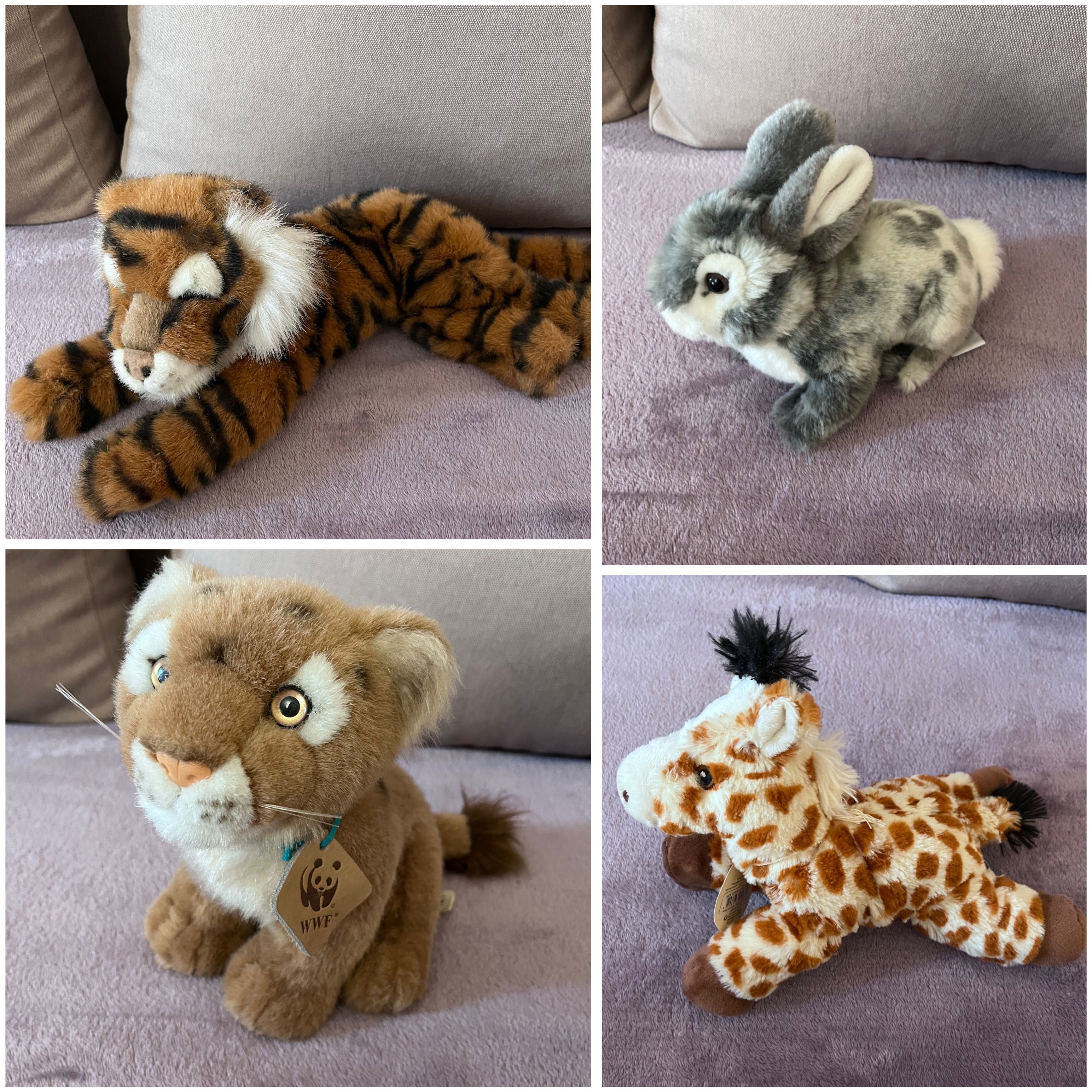 Мягкие игрушки как настоящие тигр лев кролик в состоянии новых wwf