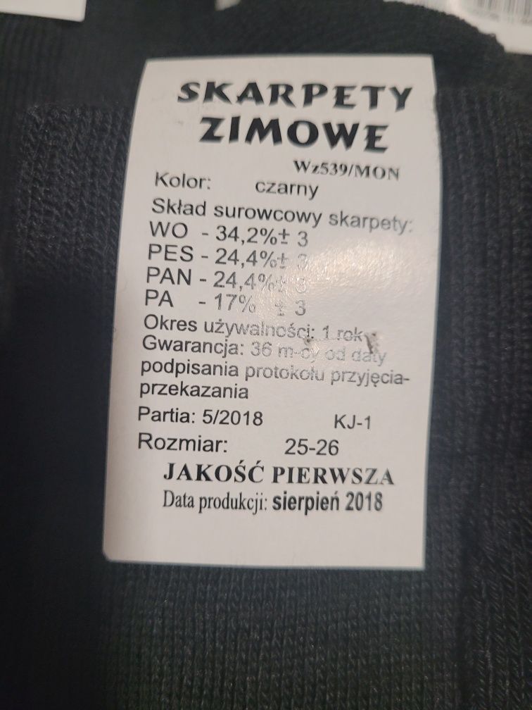 Skarpety zimowe wojskowe