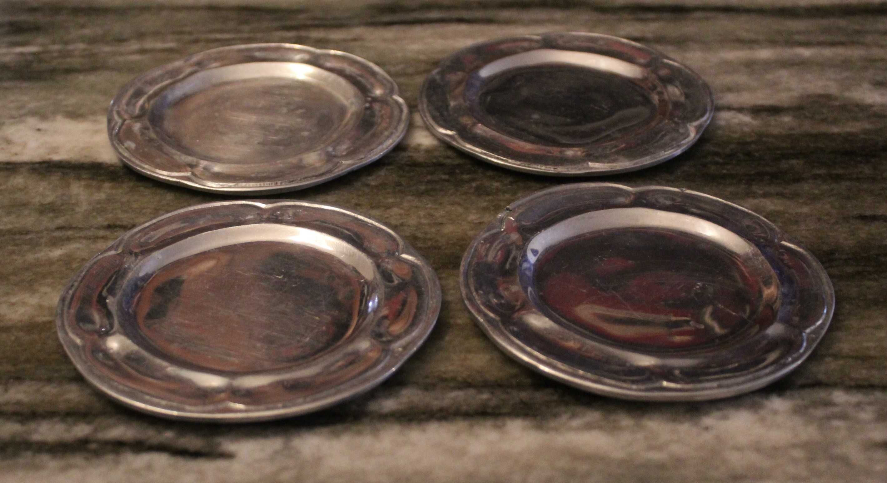 Set de 4 Porta-copos vintage de metal, recorte floral, anos 70-80