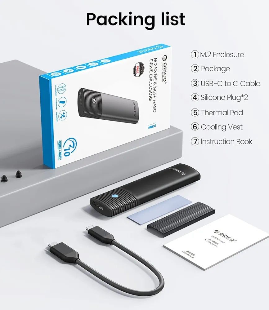 [Novo] Caixa Externa Discos M.2 Orico USB-C 3.2 Gen2 NVMe