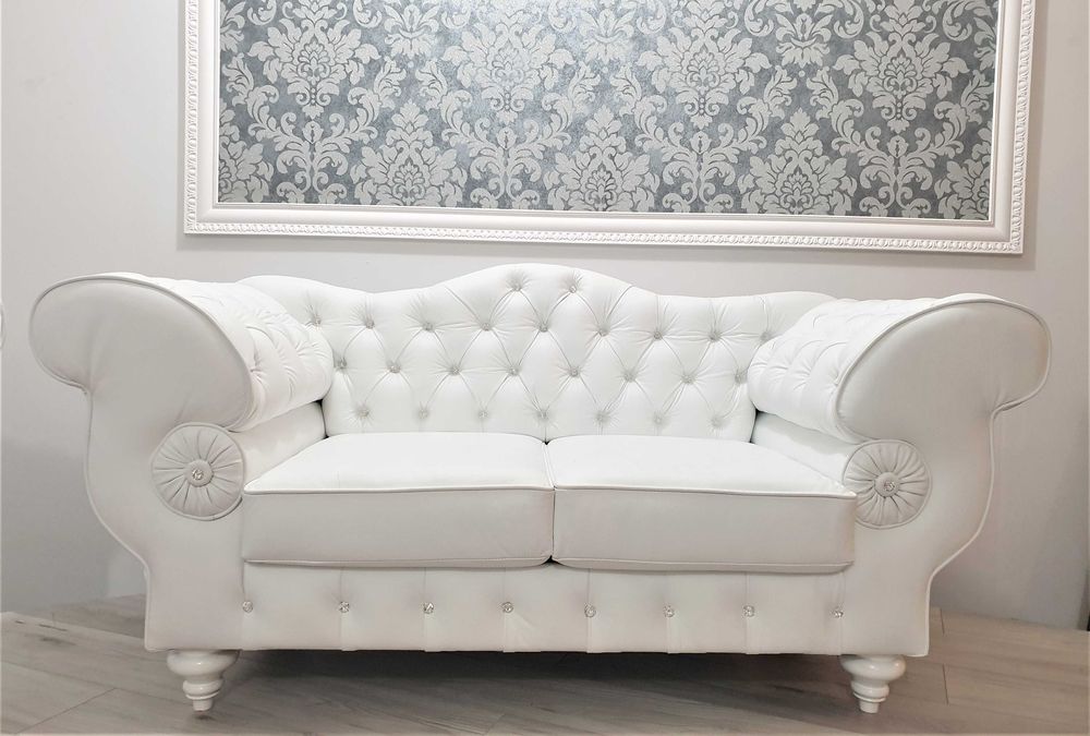 Pikowany zestaw chesterfield 3+2+1 PRESTON Skóra naturalna