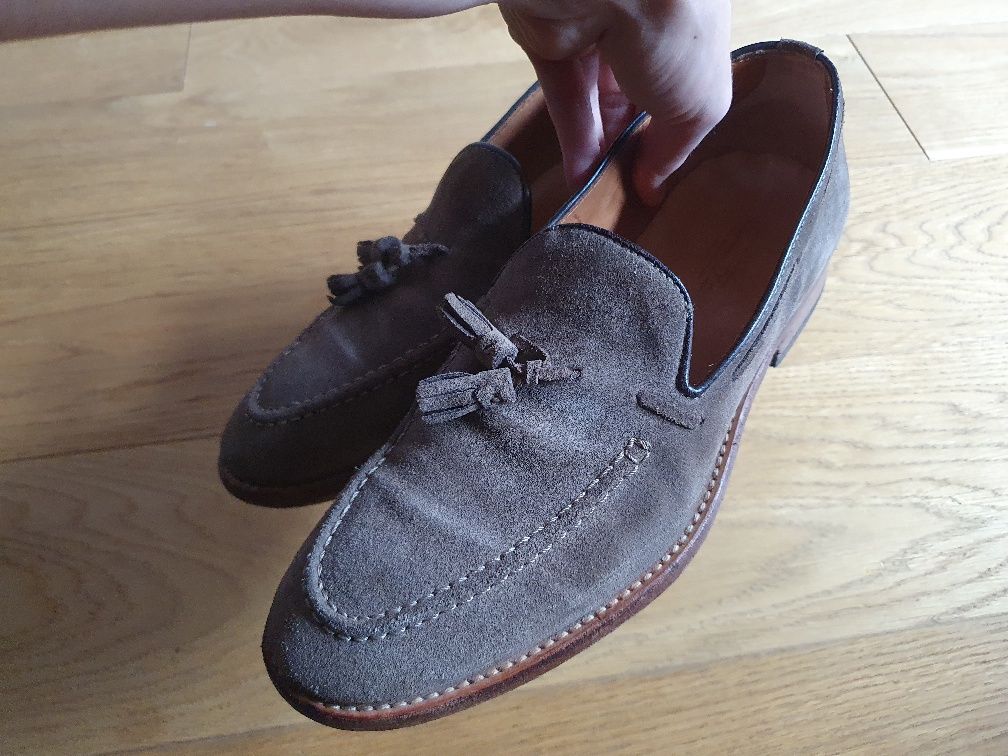 Mokasyny massimo dutti 41 26,5cm drewno, skóra