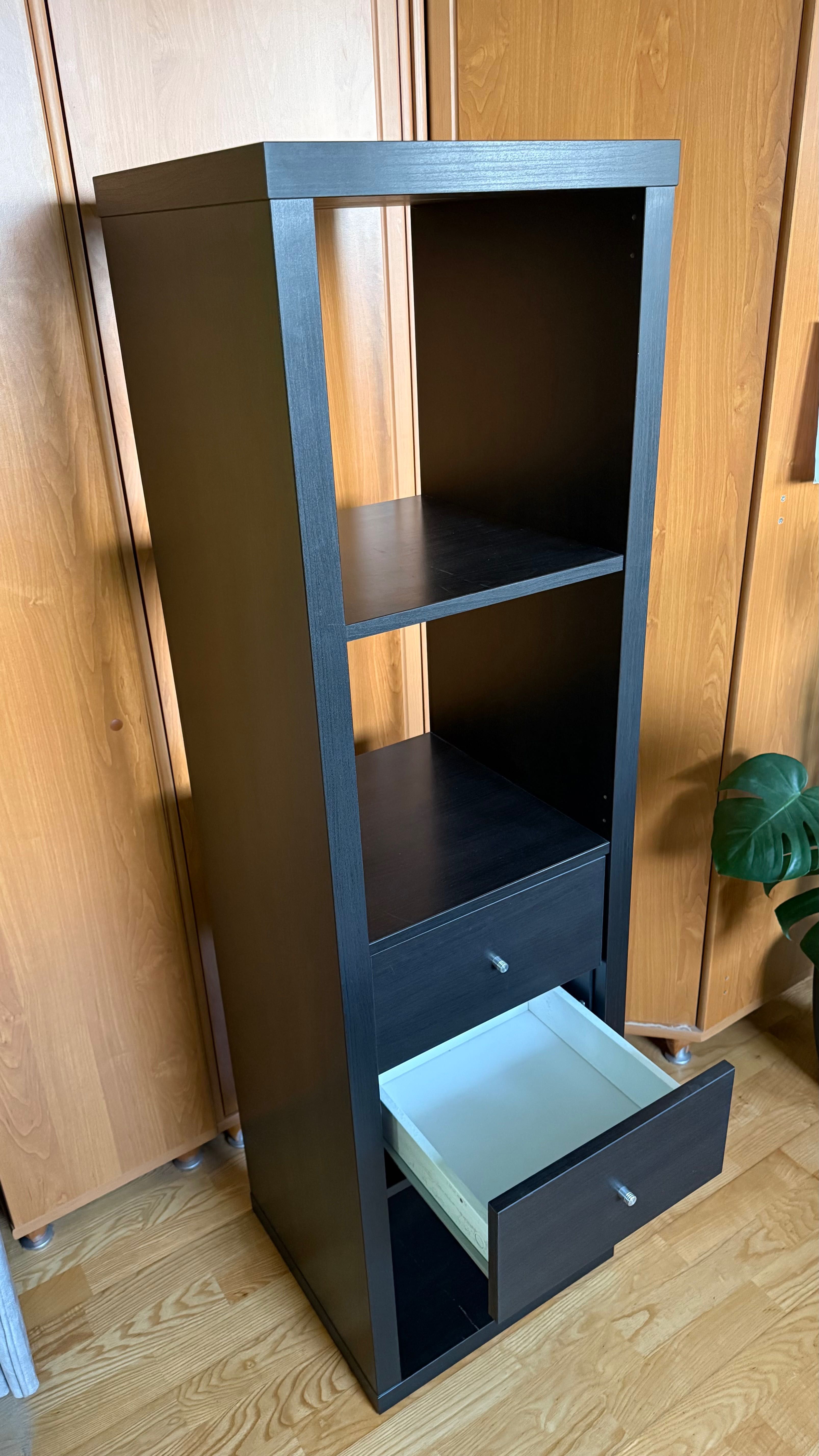 Regał IKEA Kallax 4x1 42x147 czarnobrąz szuflady