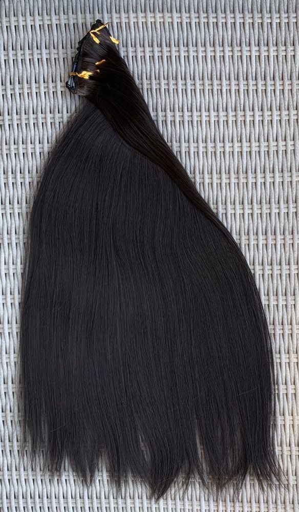 Włosy doczepiane, naturalna czerń, 56 cm, clip in ( 80 )
