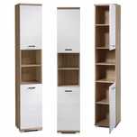 Szafka Łazienkowa Słupek Stojący Biały Połysk/Dąb 35x192 MDF Nowy