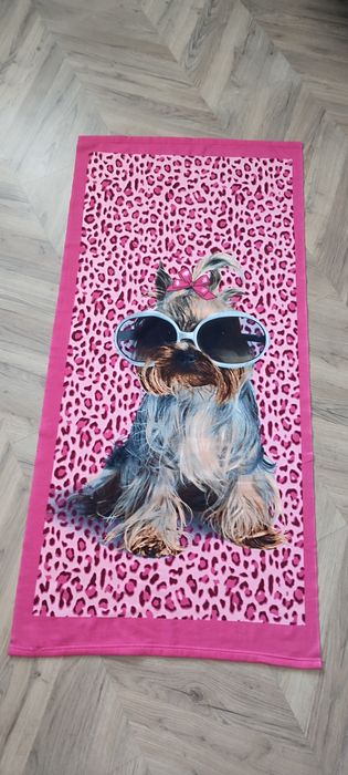 Duży ręcznik plażowy basenowy szybkoschnący 70x150 piesek yo
