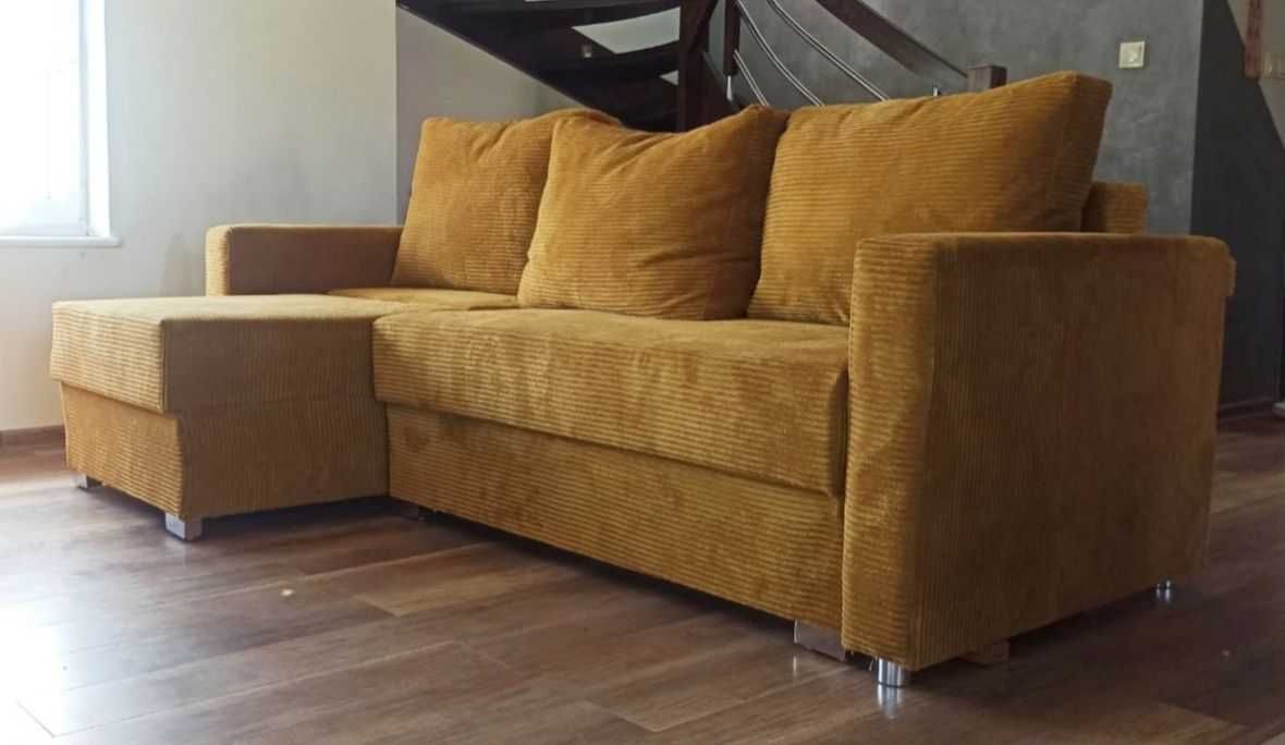 Sofa Glamour Kanapa Narożnik2w1 Kryształ funkcja spania pojemniki