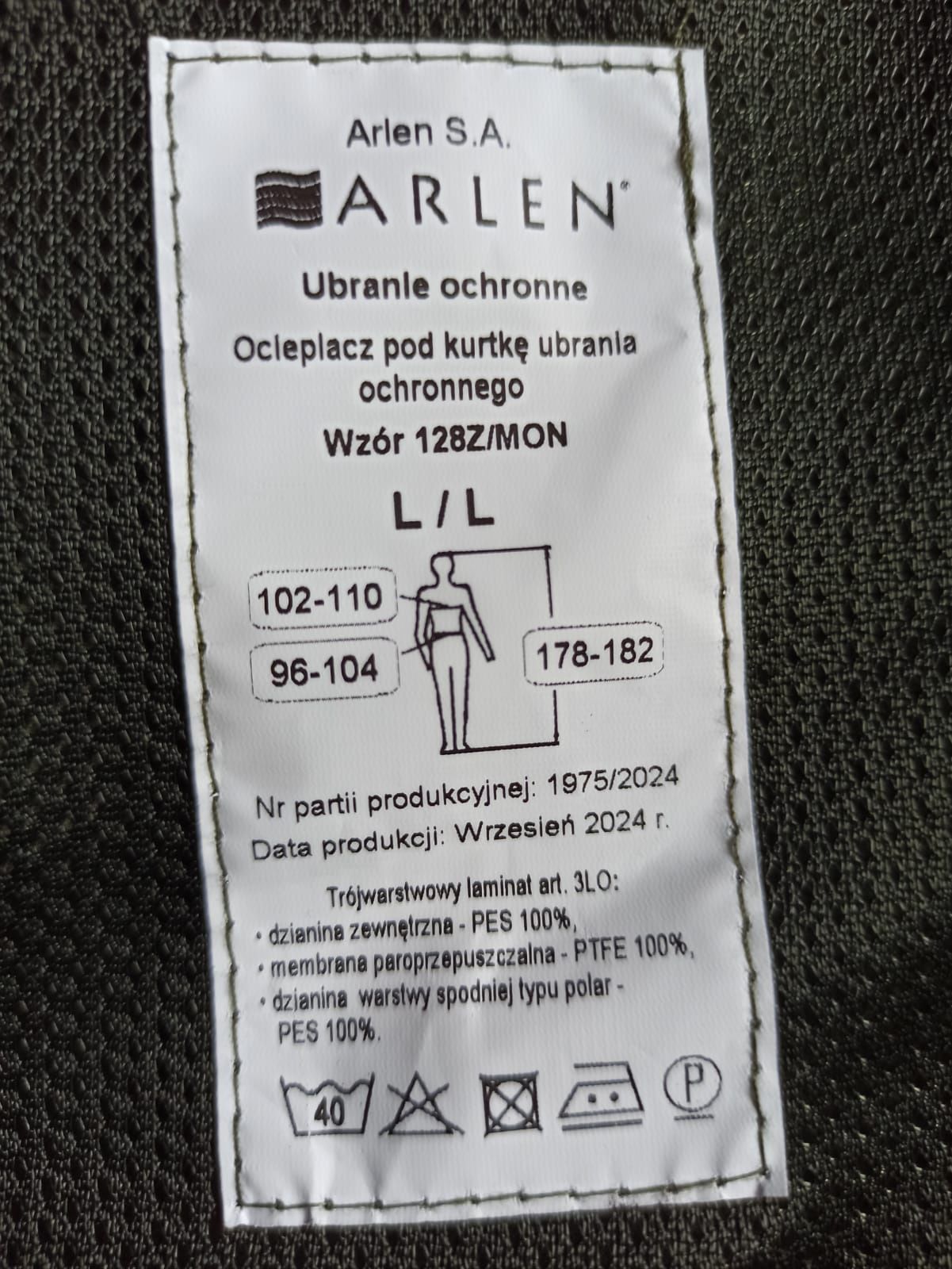 Gore-tex, Ubranie ochronne L/L 2024r