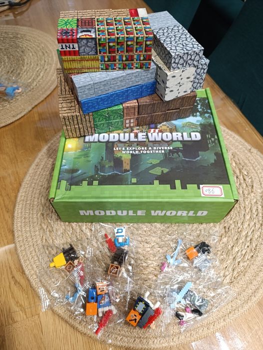 Duży zestaw klocków magnetycznych Minecraft 200szt. +6 figurek ludziki