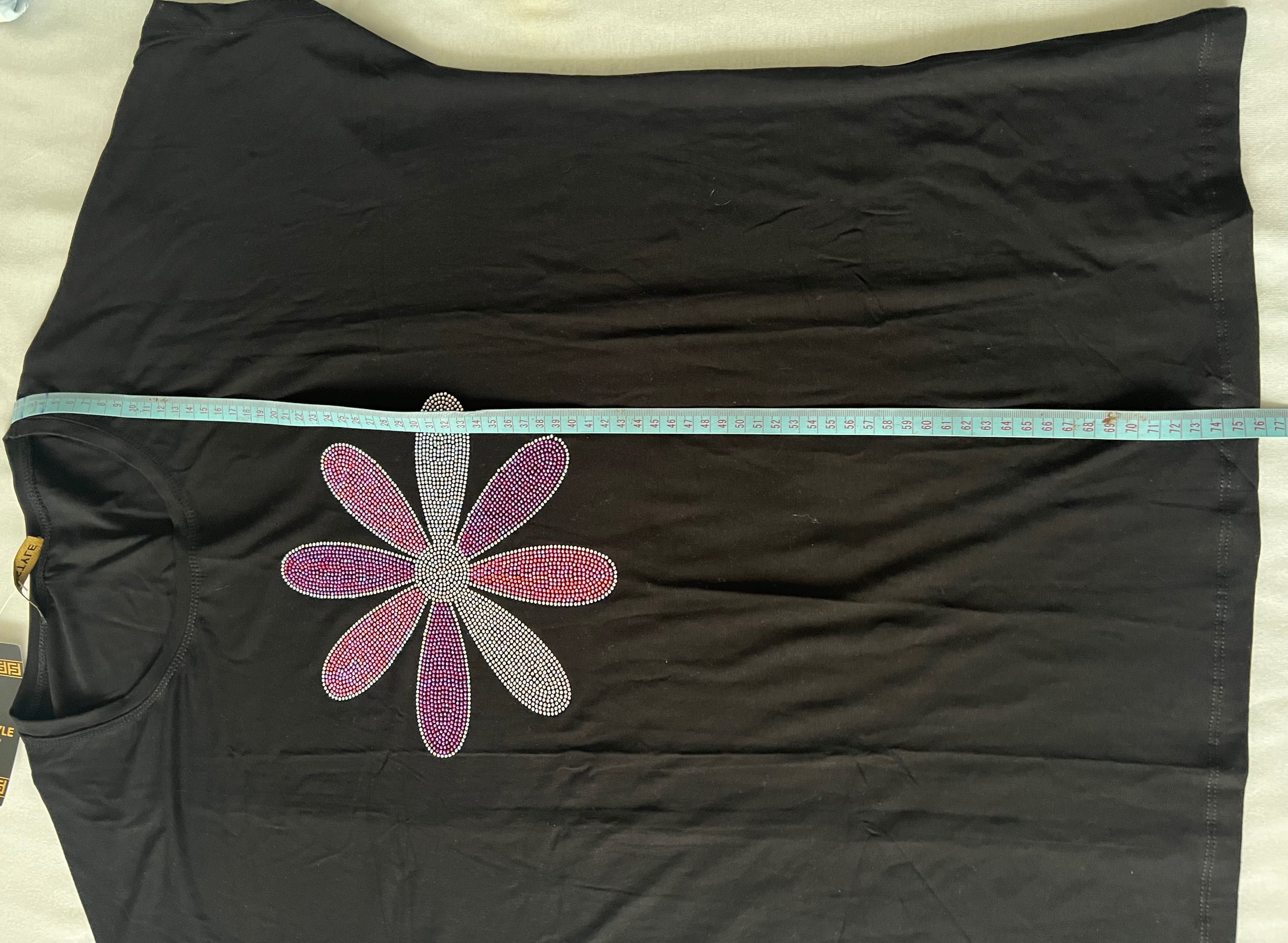 Bluzka oversize kwiat cyrkonie