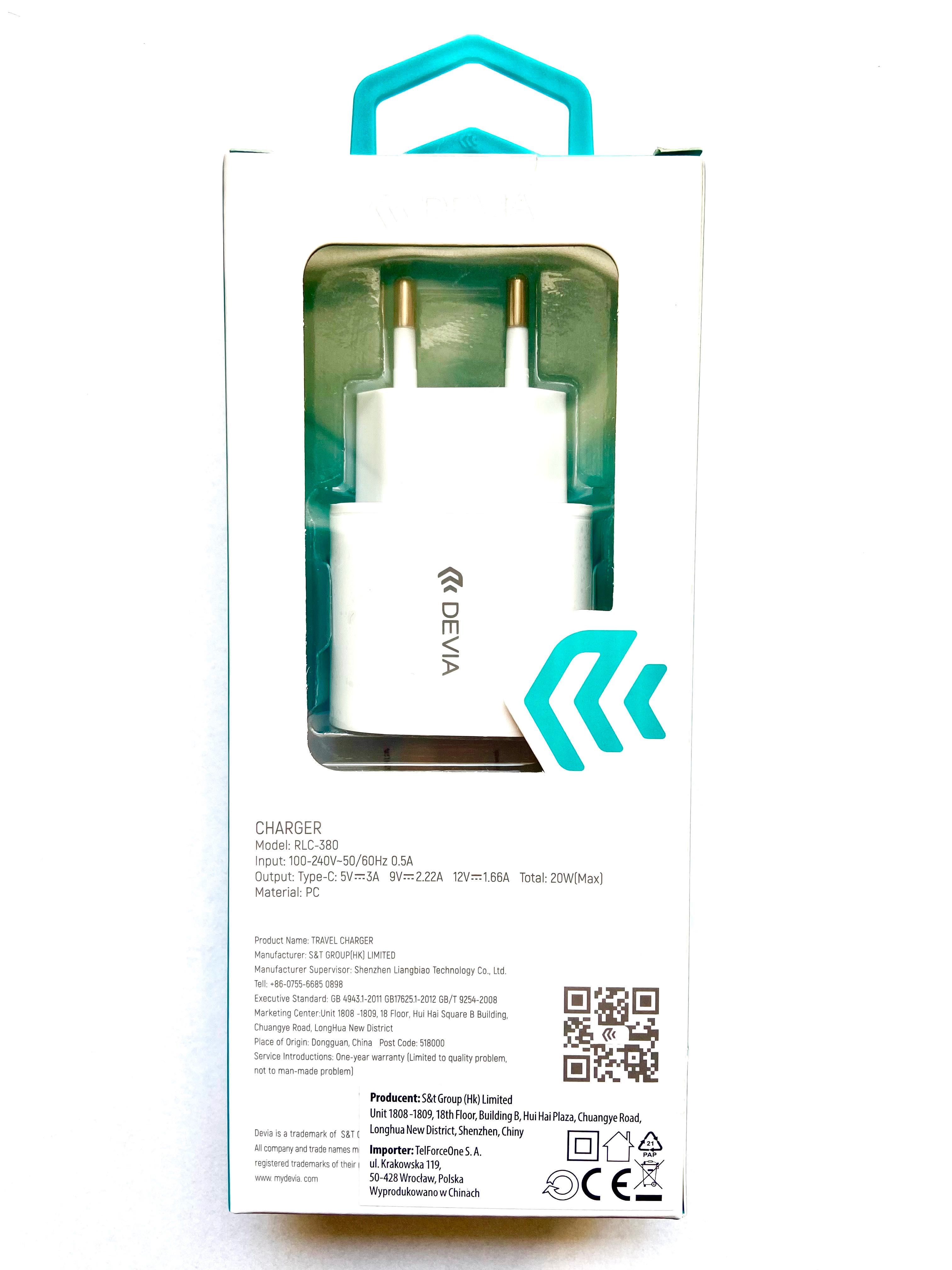 Devia Ładowarka sieciowa Rocket PD 20W 1x USB-C Biała