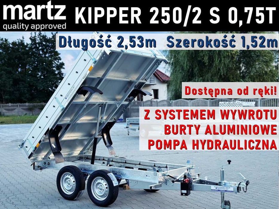 MARTZ KIPPER 250/2 S 0,75T Przyczepa kiper wywrotka Przyczepka 2 osie