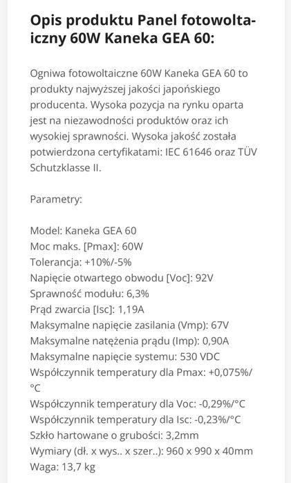 Panele fotowoltaiczne Kaneka