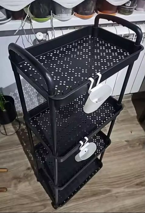 Пластиковий стелаж на 4 полиці, чорний