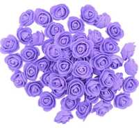 Róże sztuczne z pianki 100 sztuk fioletowe