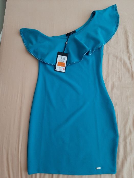 Sukienka hiszpanka niebieska mini