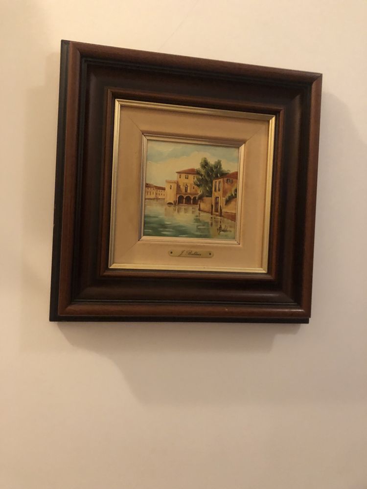 Conjunto 3 quadros pintura oleo